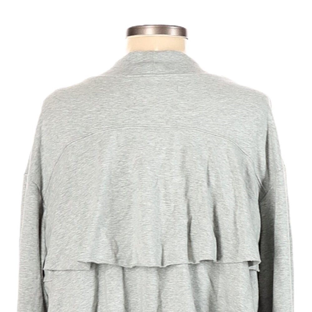 Aiko Grey Layered Ruffle Back Open Front Cardigan - Picture 6 of 9